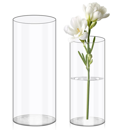 Olrla 2 Teiliges Set Transparente Acryl Blumenvase, Bruchsichere Kunststoff-Zylindervase für Blumenarrangements, Hochzeits-Mittelstücke, Heimwerken - Arenvo