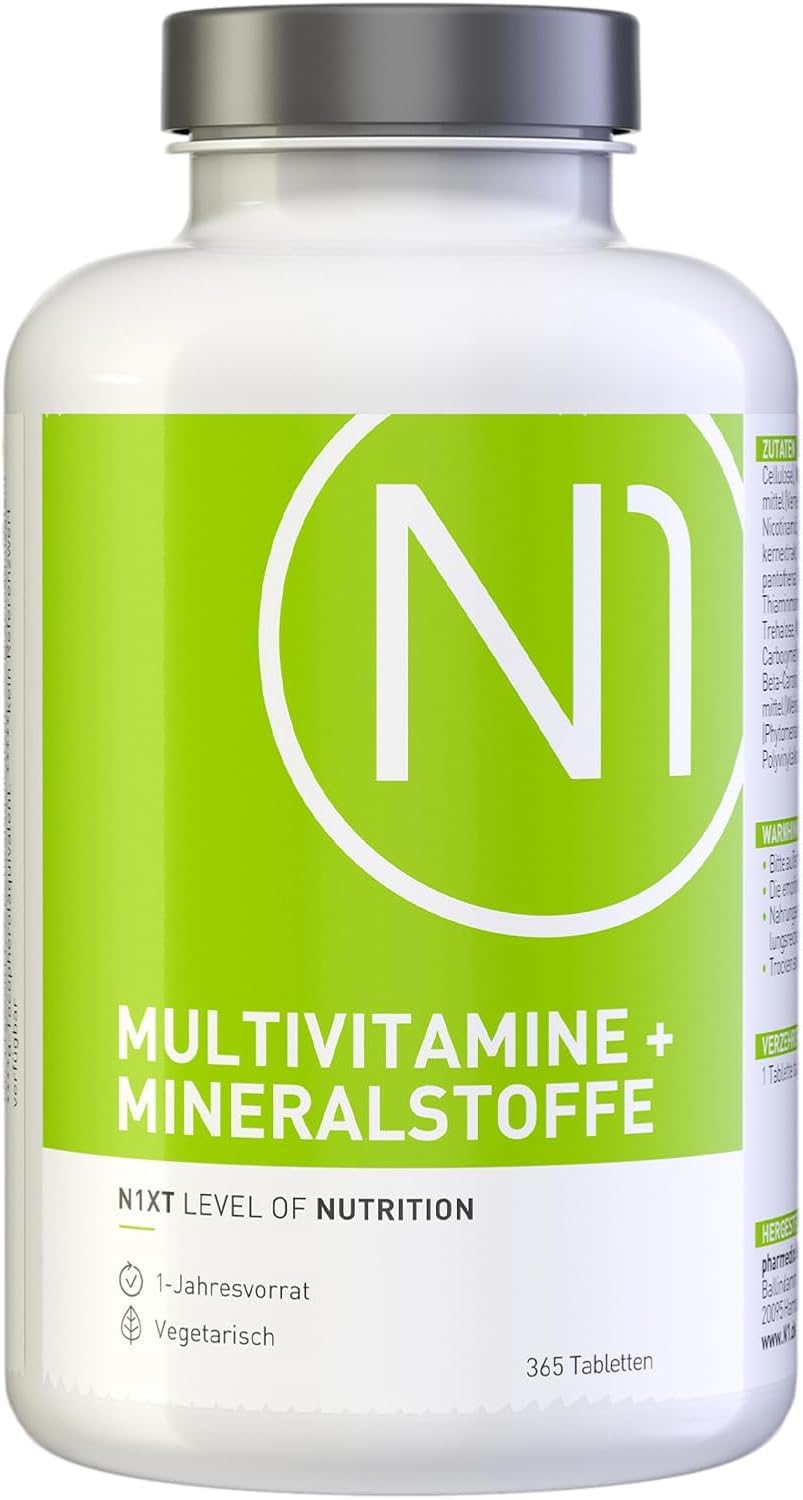Multivitamin Tabletten hochdosiert - N1 Alle Vitamine + Mineralien - 365 Tabl. Jahresvorrat - vegetarisch - Nahrungsergänzungsmittel - Arenvo