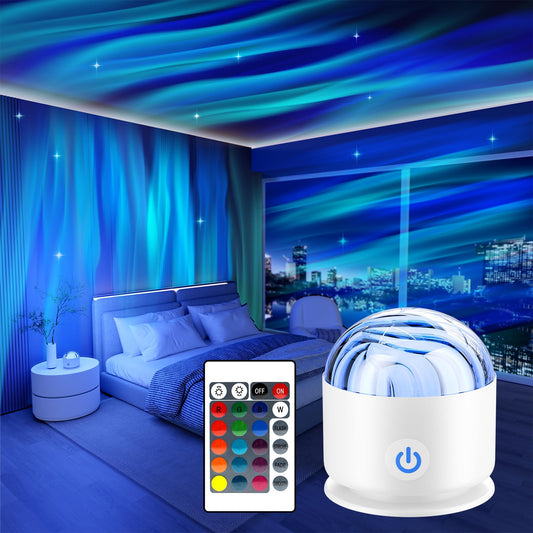 LED Sternenhimmel Projektor Kinder, Wiederaufladbarer Polarlicht Lampe Nordlicht Projektor mit 16 Beleuchtung-Effekten & Fernbedienung, Galaxy Projector Nordlicht Lampe für Zimmer Deko Geschenk - Arenvo