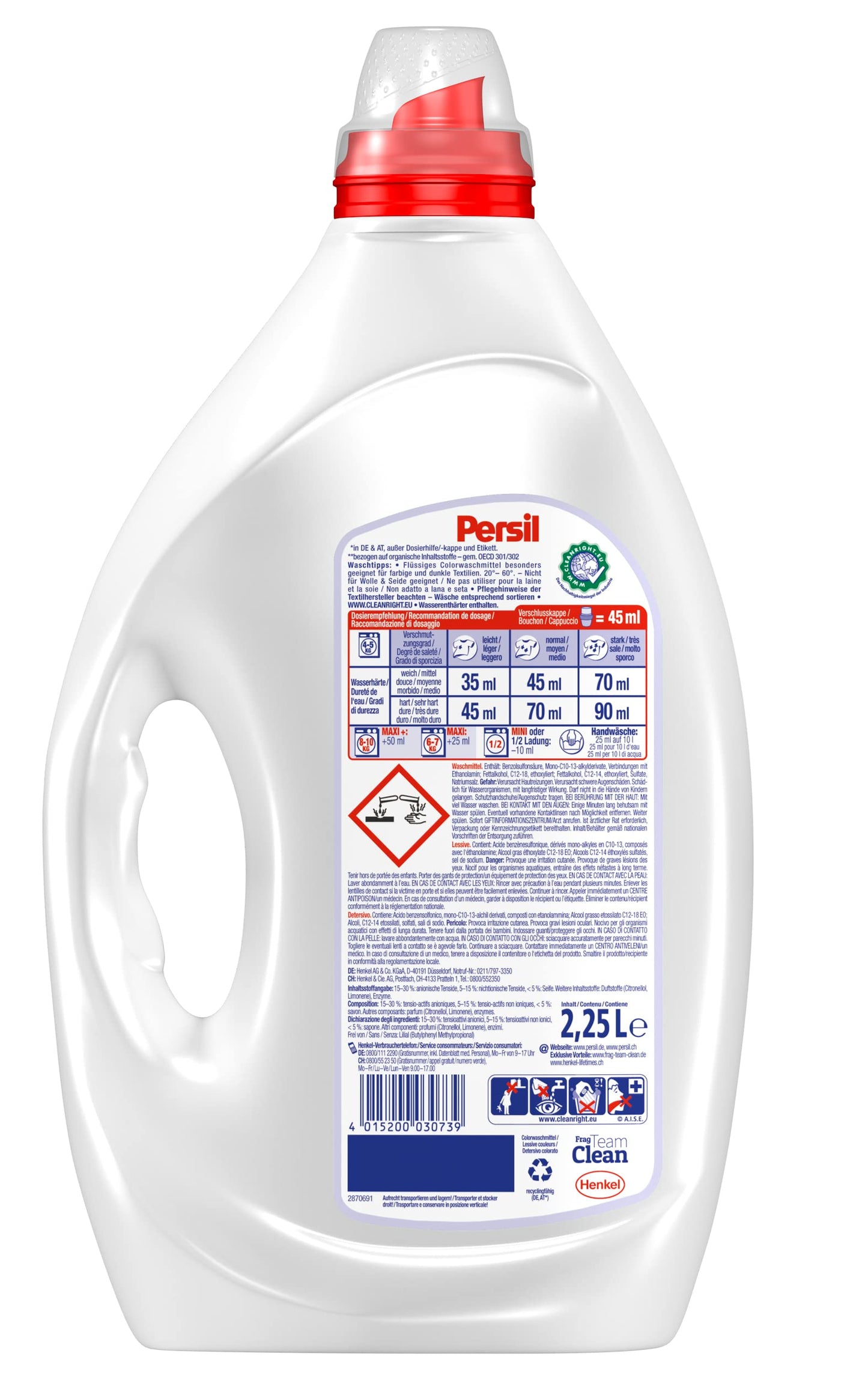 Persil Color Kraft-Gel 100 Waschladungen, Flüssigwaschmittel mit Tiefenrein Technologie, Colorwaschmittel für reine Wäsche und hygienische Frische für die Maschine, wirksam ab 20 °C - Arenvo