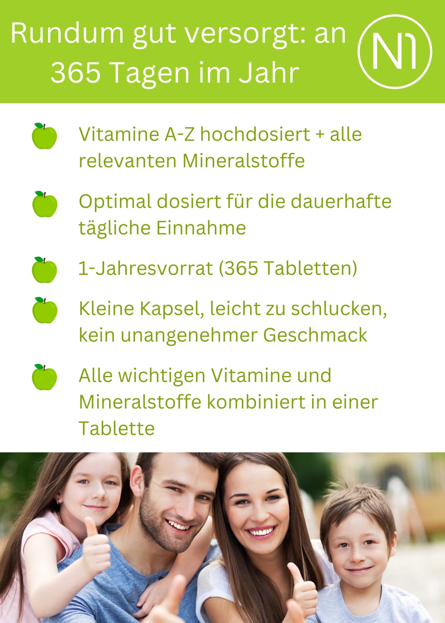 Multivitamin Tabletten hochdosiert - N1 Alle Vitamine + Mineralien - 365 Tabl. Jahresvorrat - vegetarisch - Nahrungsergänzungsmittel - Arenvo