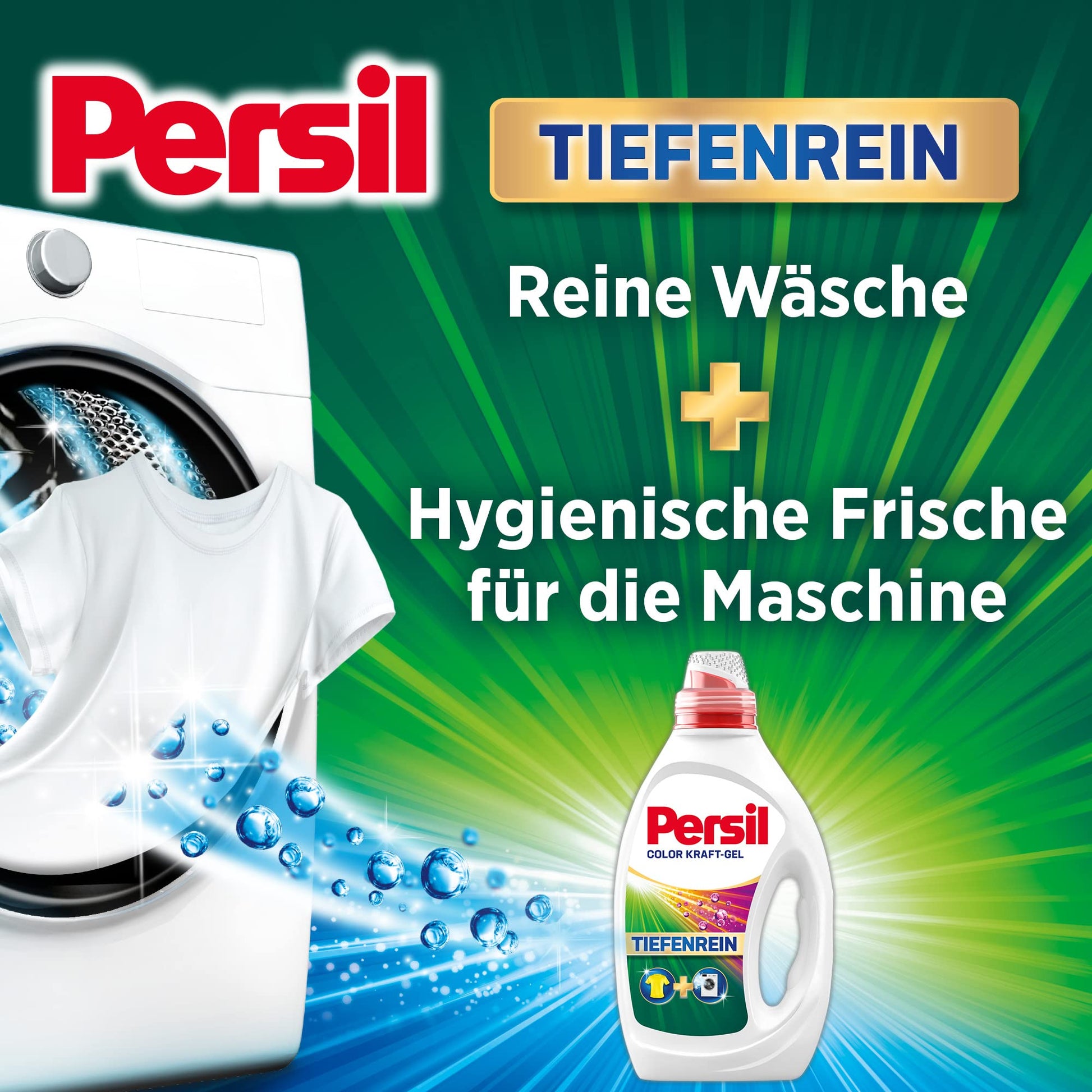 Persil Color Kraft-Gel 100 Waschladungen, Flüssigwaschmittel mit Tiefenrein Technologie, Colorwaschmittel für reine Wäsche und hygienische Frische für die Maschine, wirksam ab 20 °C - Arenvo