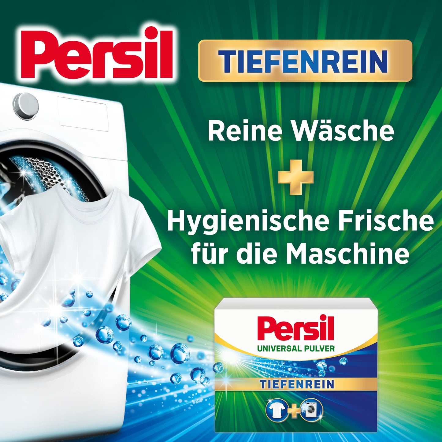 Persil Universal Pulver 180 Waschladungen Tiefenrein Waschmittel  (2 x 90 Waschladungen), Vollwaschmittel für reine Wäsche und hygienische Frische für die Maschine, effektiv von 20 °C bis 95 °C - Arenvo