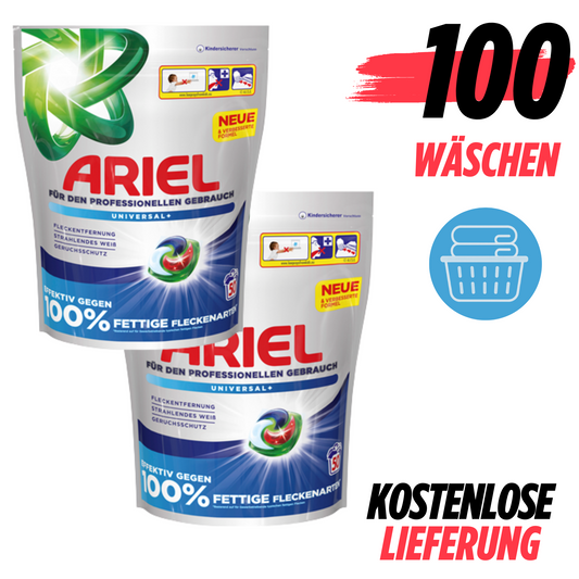 Ariel Professional All-In-1 Pods Regulär Waschmittel, 100 Waschladungen (2 x 50 Kapseln), Waschpods, professionelle Wäschepflege, ausgezeichnete Fleckentfernung ab der ersten Wäsche - Arenvo